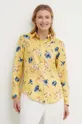 žltá Ľanová košeľa Lauren Ralph Lauren Dámsky