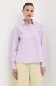 Хлопковая рубашка Armani Exchange фиолетовой