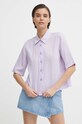 Сорочка з льону United Colors of Benetton фіолетовий 5BML5QB75