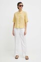 United Colors of Benetton koszula lniana 5BML5QB75 żółty AA00