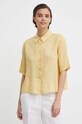 United Colors of Benetton koszula lniana żółty 5BML5QB75