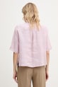 Ρούχα United Colors of Benetton πουκάμισο γυναικείο λινό 5BML5QB75 ροζ