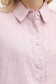 United Colors of Benetton πουκάμισο γυναικείο λινό 5BML5QB75 ροζ