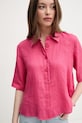 Сорочка з льону United Colors of Benetton рожевий 5BML5QB75