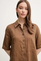 United Colors of Benetton camicia di lino marrone 5BML5QB75