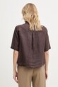 Ρούχα United Colors of Benetton πουκάμισο γυναικείο λινό 5BML5QB75 καφέ