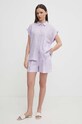 Πουκάμισο από λινό United Colors of Benetton 5BMLDQ06V μωβ SS25