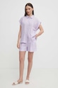Ľanová košeľa United Colors of Benetton 5BMLDQ06V fialová SS25