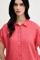 Одяг Сорочка з льону United Colors of Benetton 5BMLDQ06V рожевий