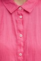 Lněná košile United Colors of Benetton růžová 5BMLDQ06V
