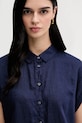 United Colors of Benetton koszula lniana granatowy 5BMLDQ06V
