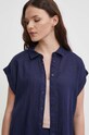 United Colors of Benetton koszula lniana granatowy 5BMLDQ06V