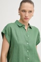 Ľanová košeľa United Colors of Benetton zelená 5BMLDQ06V