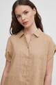 Odzież United Colors of Benetton koszula lniana 5BMLDQ06V beżowy