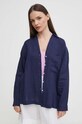 United Colors of Benetton koszula lniana granatowy 5BMLDQ078