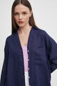 United Colors of Benetton koszula lniana 5BMLDQ078 granatowy