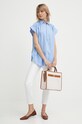 Polo Ralph Lauren bluzka lniana 211935131 niebieski SS25