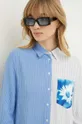 niebieski Desigual koszula FLOWER POCKET