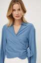 Bluza Sisley bez uzorka plava 55EBLQ064