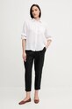 Lněná košile Sisley 5BMLLQ06S bílá SS25