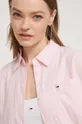 Košeľa s prímesou ľanu Tommy Jeans ružová