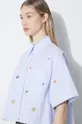 modrá Bavlnená košeľa Kenzo Fruit Stickers Cropped Shirt