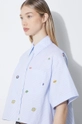 modrá Bavlnená košeľa Kenzo Fruit Stickers Cropped Shirt