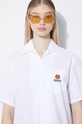 Kenzo camasa din bumbac Boke Cropped Hawaiian Shirt FE52CH0669LH.01 alb