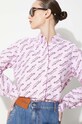 Kenzo koszula bawełniana Printed Slim Fit Shirt FE52CH0879D2.30 różowy