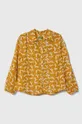 rumena Otroška bombažna srajca United Colors of Benetton Dekliški