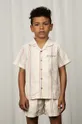 beżowy Mini Rodini koszula z domieszką lnu dziecięca Dziecięcy