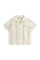 Mini Rodini koszula z domieszką lnu dziecięca 2422010011 beżowy SS24
