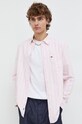 Tommy Jeans cămașă din bumbac cu modele roz DM0DM18336