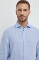 BOSS koszula lniana 50512876 niebieski