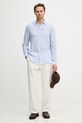 United Colors of Benetton риза мъжка от лен 5BKU5QJG8 син AA00