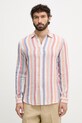 United Colors of Benetton camicia da uomo in lino arancione 5BKU5QJG8