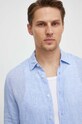 Сорочка з льону United Colors of Benetton блакитний 5BKU5QJG8
