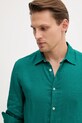 United Colors of Benetton cămașă de in turcoaz 5BKU5QJG8