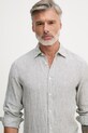 United Colors of Benetton сорочка чоловіча лляна зелений 5BKU5QJG8