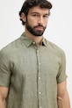 United Colors of Benetton košulja za muškarce od lana zelena 5BKU5QJH8