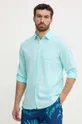 blu Guess camicia di lino Uomo
