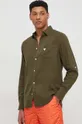 zelená Ľanová košeľa Guess Pánsky