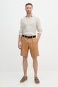 Lněná košile Sisley 5BKUSQ029 béžová SS25