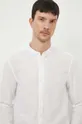 λευκό Πουκάμισο από λινό Calvin Klein Ανδρικά