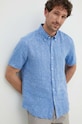 Michael Kors koszula lniana CS4400I4YT niebieski