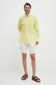 Πουκάμισο από λινό Tommy Hilfiger MW0MW34602 κίτρινο SS25