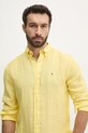 Πουκάμισο από λινό Tommy Hilfiger κίτρινο MW0MW34602