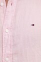 Tommy Hilfiger koszula lniana MW0MW34602 różowy SS25