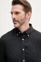 Πουκάμισο από λινό Tommy Hilfiger μαύρο MW0MW34602