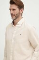 Πουκάμισο με μείγμα από λινό Tommy Hilfiger MW0MW34632 μπεζ